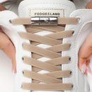 1Pair Women'S Polyester Laces Sneaker Accessories, White No Laces with Buckles