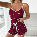 Conjunto de Pijama Feminino de Verão 2024, Tamanho Grande, Regata e Shorts com Alças, Confortável e Macio, Estilo Casual e Fofo, Estampado