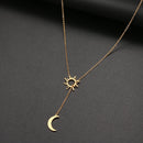 Colar Feminino 2022 de Aço Inoxidável com Sol e Lua, Fashion, Elegante, Essencial para o Verão, Ideal para Festas e Presentes para Amigos