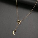 Colar Feminino 2022 de Aço Inoxidável com Sol e Lua, Fashion, Elegante, Essencial para o Verão, Ideal para Festas e Presentes para Amigos