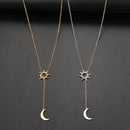 Colar Feminino 2022 de Aço Inoxidável com Sol e Lua, Fashion, Elegante, Essencial para o Verão, Ideal para Festas e Presentes para Amigos