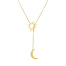 Colar Feminino 2022 de Aço Inoxidável com Sol e Lua, Fashion, Elegante, Essencial para o Verão, Ideal para Festas e Presentes para Amigos