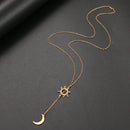 Colar Feminino 2022 de Aço Inoxidável com Sol e Lua, Fashion, Elegante, Essencial para o Verão, Ideal para Festas e Presentes para Amigos