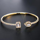 Pulseiras Luxuosas Femininas em Ouro, Geométricas, Braceletes Tipo Cuff com Zircônia Cúbica, Fashion, Para Festas e Uso Diário