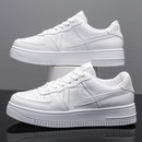 Tênis Casual Unissex, Superfície em Couro Impermeável, Estilo Air Force One, Com Palmilha que Aumenta a Altura, Para Casal, Solado Grosso, Confortáveis para Uso Diário