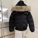 Jaqueta Feminina Curta e Larga de Algodão, com Gorro Removível e Gola de Pele, Quente para o Inverno, Estilo Grosso, Fashion e Modelador