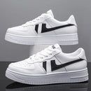 Tênis Casual Unissex, Superfície em Couro Impermeável, Estilo Air Force One, Com Palmilha que Aumenta a Altura, Para Casal, Solado Grosso, Confortáveis para Uso Diário
