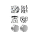Conjunto com 6 Brincos de Clipe Magnéticos Fortes para Homens e Mulheres, Estilo Punk, Redondos com Zircônia, Sem Furo