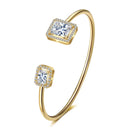 Pulseiras Luxuosas Femininas em Ouro, Geométricas, Braceletes Tipo Cuff com Zircônia Cúbica, Fashion, Para Festas e Uso Diário