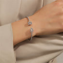 Pulseiras Luxuosas Femininas em Ouro, Geométricas, Braceletes Tipo Cuff com Zircônia Cúbica, Fashion, Para Festas e Uso Diário
