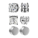 Conjunto com 6 Brincos de Clipe Magnéticos Fortes para Homens e Mulheres, Estilo Punk, Redondos com Zircônia, Sem Furo