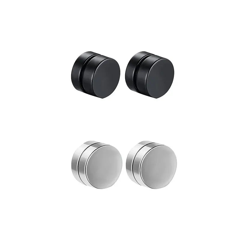 Conjunto com 6 Brincos de Clipe Magnéticos Fortes para Homens e Mulheres, Estilo Punk, Redondos com Zircônia, Sem Furo