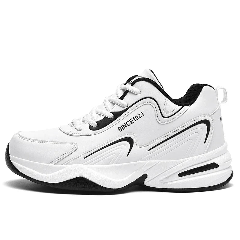 Tênis Masculino Esportivo, Corrida e Caminhada ao Ar Livre, Casual e Confortável, Estilo Fashion, Couro de Designer, Impermeável, Tênis de Tênis Masculino