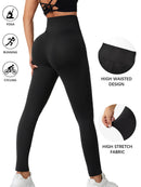 Leggings esportivas super macias com bolsos, femininas, cintura alta, ideais para treino, yoga, corrida, academia e fitness.