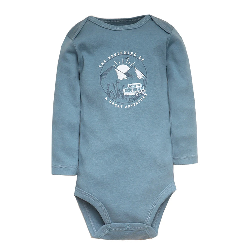 Conjunto com 5 Bodies de Bebê Menino, Roupas para Recém-Nascido, Também para Bebê Menina, 100% Algodão, Macios, com Estampas Novas de Desenhos Animados, Macacões Infantis