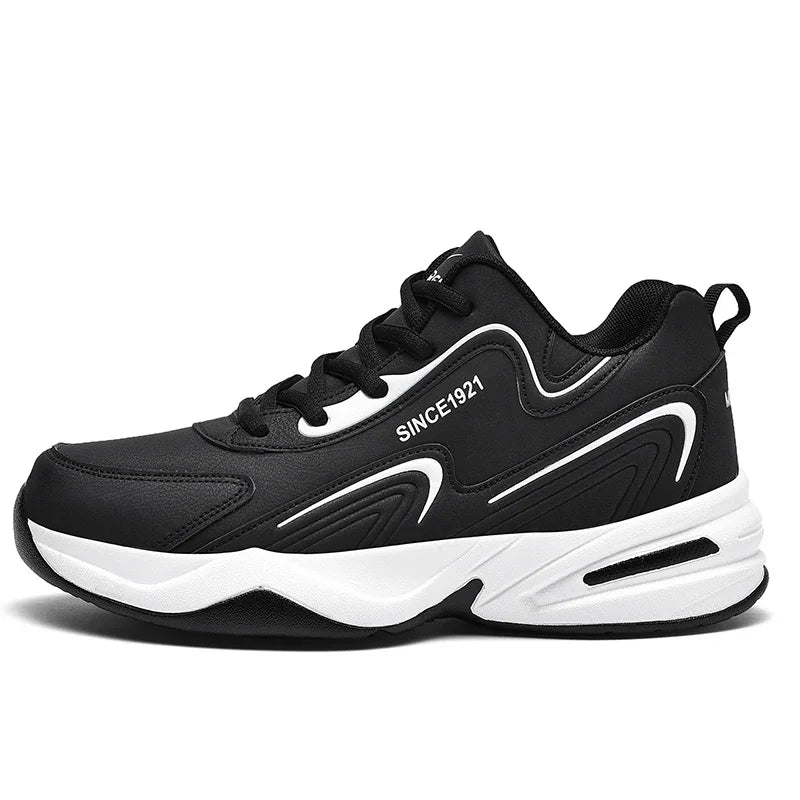Tênis Masculino Esportivo, Corrida e Caminhada ao Ar Livre, Casual e Confortável, Estilo Fashion, Couro de Designer, Impermeável, Tênis de Tênis Masculino