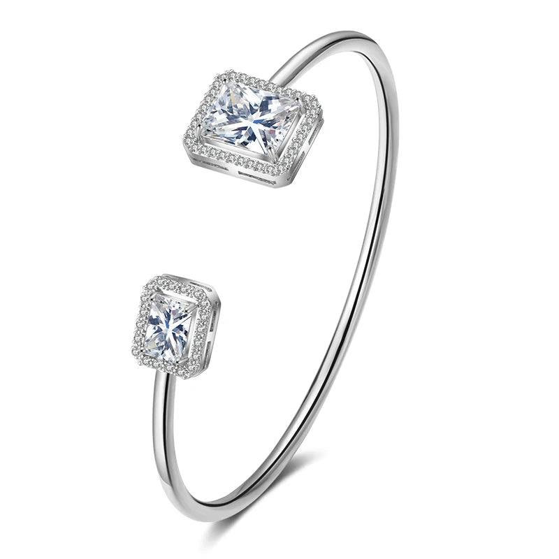 Pulseiras Luxuosas Femininas em Ouro, Geométricas, Braceletes Tipo Cuff com Zircônia Cúbica, Fashion, Para Festas e Uso Diário
