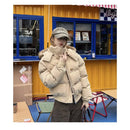 Jaqueta Feminina Curta e Larga de Algodão, com Gorro Removível e Gola de Pele, Quente para o Inverno, Estilo Grosso, Fashion e Modelador