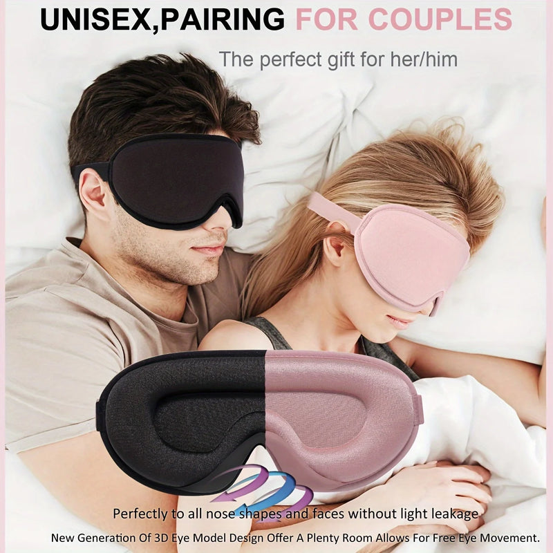 Máscara de Dormir 3D, Almofadas Oculares em Espuma Macia, Confortável, Sem Pressão nos Olhos, Viseira para Homens e Mulheres com Alça Ajustável