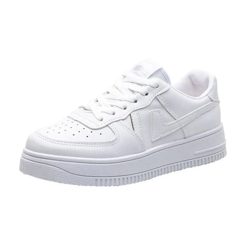 Tênis Casual Unissex, Superfície em Couro Impermeável, Estilo Air Force One, Com Palmilha que Aumenta a Altura, Para Casal, Solado Grosso, Confortáveis para Uso Diário