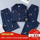 Pijama Masculino Três Peças, Camiseta de Manga Curta e Calça Longa em Algodão, Roupas de Casa, Tamanhos Grandes, Extra Grande, Conjunto com Cardigan que Pode Ser Usado Externamente