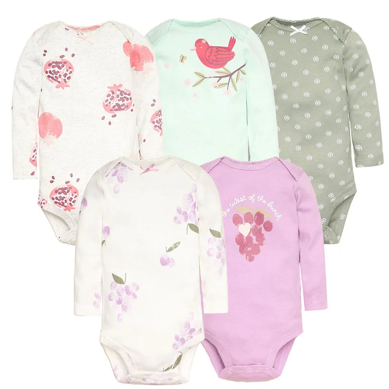 Conjunto com 5 Bodies de Bebê Menino, Roupas para Recém-Nascido, Também para Bebê Menina, 100% Algodão, Macios, com Estampas Novas de Desenhos Animados, Macacões Infantis