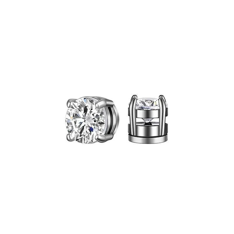 Conjunto com 6 Brincos de Clipe Magnéticos Fortes para Homens e Mulheres, Estilo Punk, Redondos com Zircônia, Sem Furo