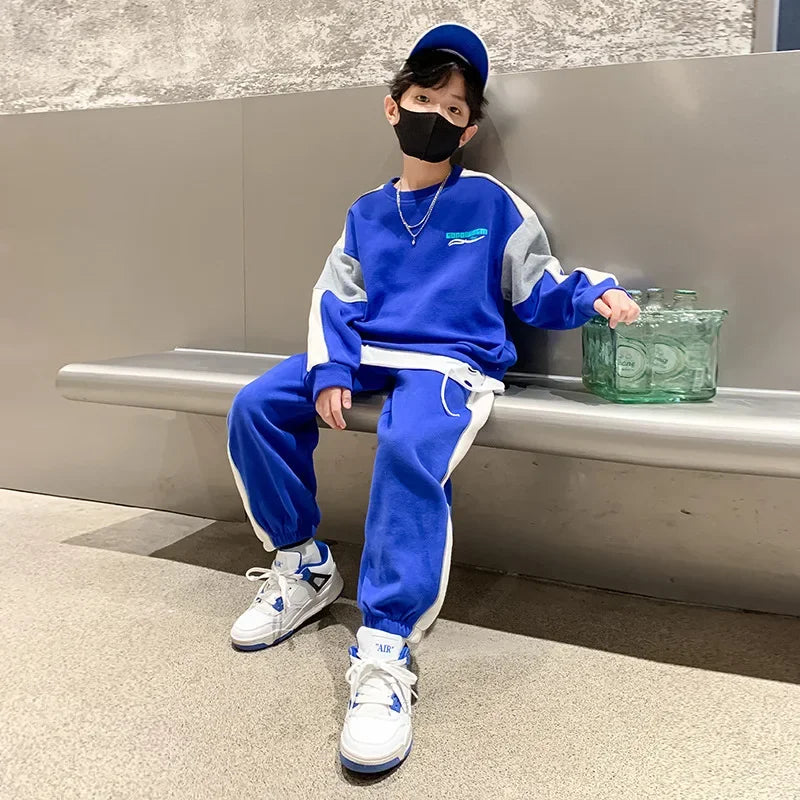 Conjunto Infantil Masculino 2 Peças para Primavera/Outono, Moletom Estilo Esportivo, Roupa Moderna da Nova Coleção 2024, Moda Infantil