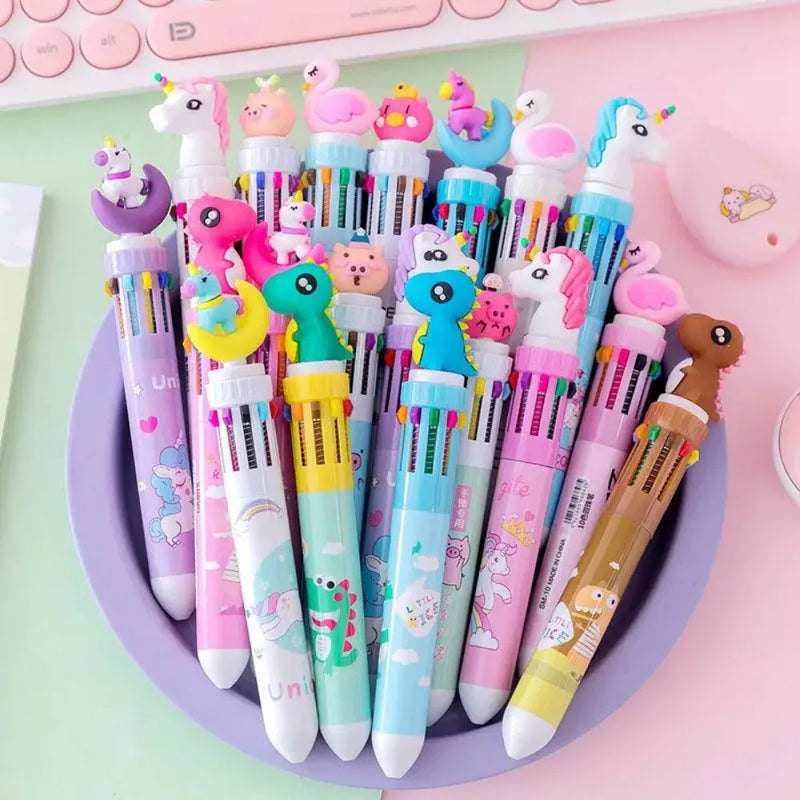 Canetas Infantis de Desenho Animado, 5 a 20 Peças, 10 Cores, Presentes para Crianças, Ideal para Aniversário, Prêmios de Festa, Natal, Casamento, Lembrancinhas e Kits de Carnaval