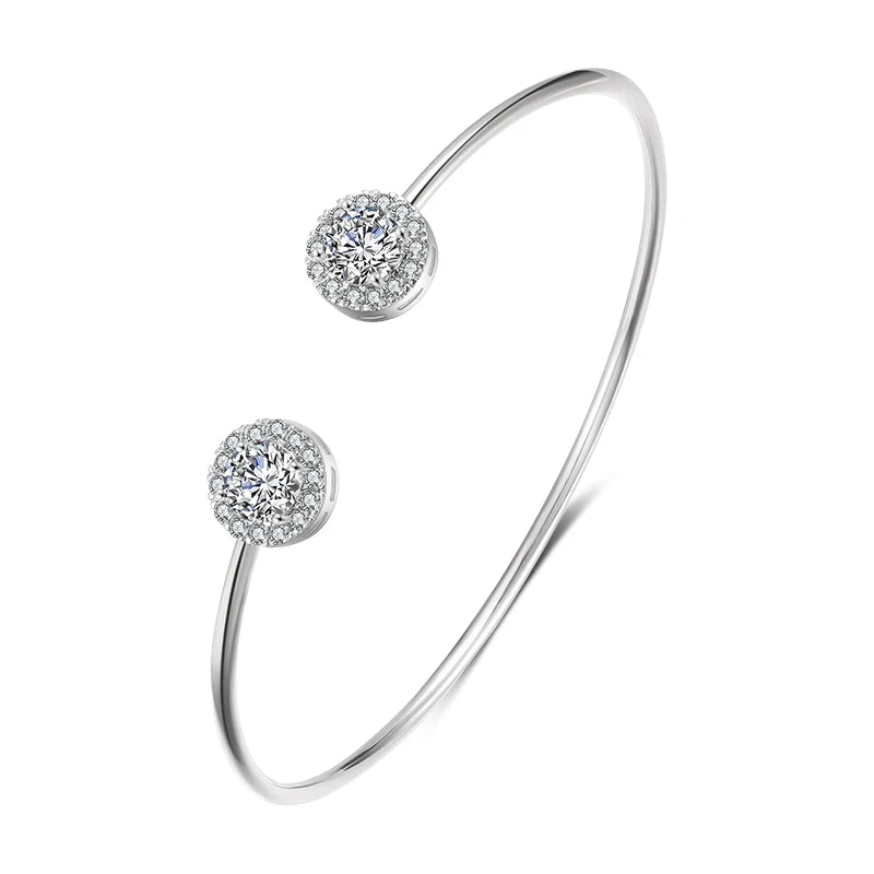 Pulseiras Luxuosas Femininas em Ouro, Geométricas, Braceletes Tipo Cuff com Zircônia Cúbica, Fashion, Para Festas e Uso Diário