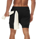 Bermuda Masculina de Fitness de Dupla Camada, 2 em 1, para Academia e Treino, Esportiva, Secagem Rápida, Ideal para Corrida e Exercícios, Modelo Duplo para Verão